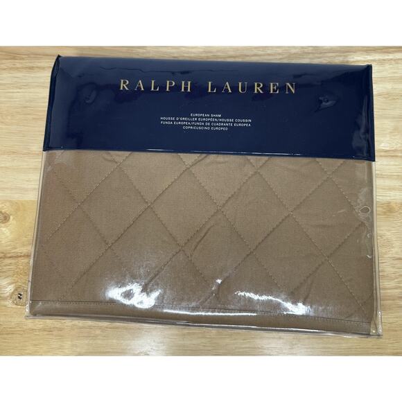 Ralph Lauren Euro Sham Womens Cromwell Quilted Equestrian‎ Bedding Pillow New - Picture 1 of 4